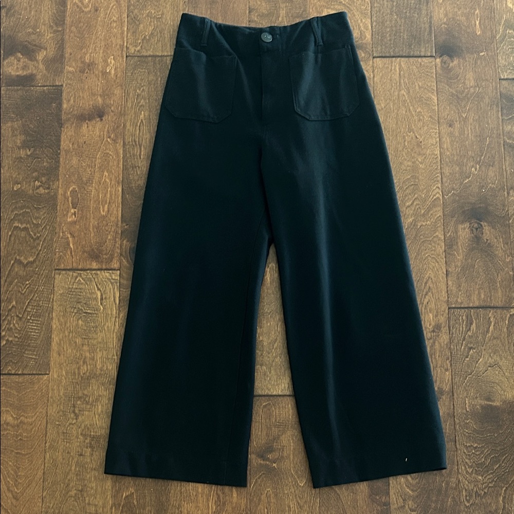 Anthropologie Maeve the Collette black high rise wide leg cropped pants 28